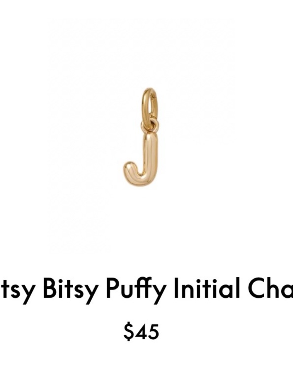 Roxanne Assoulin The Itsy Bitsy Puffy Heart Charm Dark yellow “J” firm price